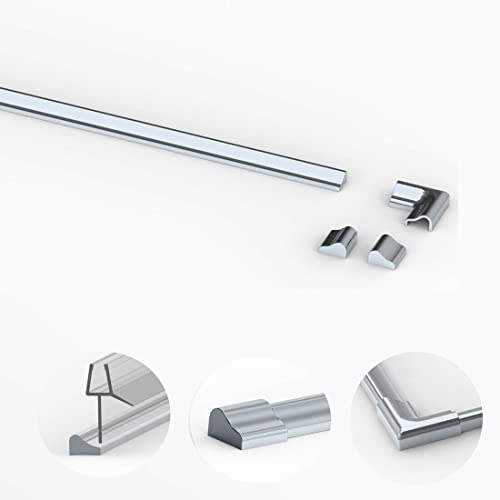 Boromal 95cm profilo paraspruzzi per doccia profilo paraspruzzi in alluminio per docce in vetro, 2 pezzi