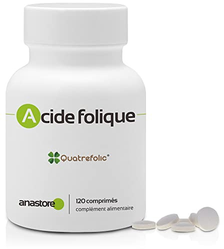 Acide folique - QUATREFOLIC® * 120 comprimés / 400 μg * Quatrefolic® la meilleure façon de prendre de l'acide folique sous forme de comprimés *