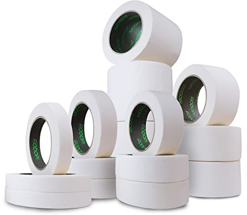 RODOPI Kreppband SplashGuard 19mm 25mm 36mm 50mm 100mm Malerkrepp 50m Rolle Abklebeband leicht abtrennbar Malerband Beige Abdeckband für Maler Kreppbänder (19mm, 1 Rolle)