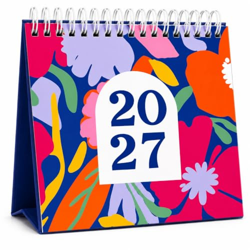 2027 Desk Calendar With Slogan Design Month To View Flip Planner Home Office School Square Desktop Planner- Design (Pattern Design)