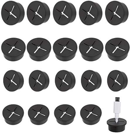 20 Stück Flexible Kabeldurchführung,Silikon Kabeldurchführung Schreibtisch,Kabeldurchlass Kabel Loch für Haus und Büro Ø20mm und Ø25mm,Schwarz