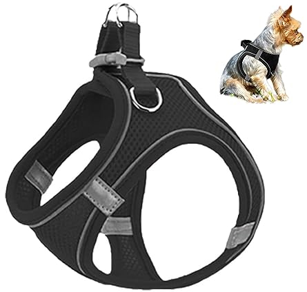 Welpengeschirr Kleine Hunde,Hundegeschirr Welpen,Hundegeschirr,Air-Mesh Brustgeschirr für Welpen Kleine Hunde,XS,Schwarz