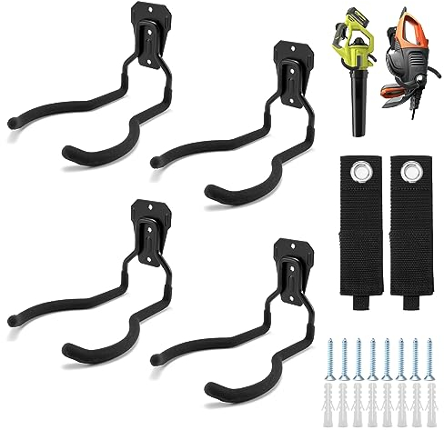 Sinoer Support pour outils électriques de jardin, support pour nettoyeur, coupe-cordon, crochet mural, crochet mural pour garage, support utilitaire, (paquet de 4) peut supporter jusqu'à 30 kg