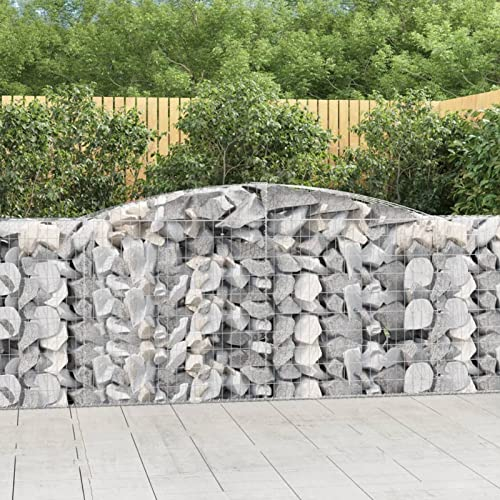Chaduof Gabionen mit Hochbogen 7 STK Gabionenkörbe, Gabionen Hochbeet, Steinkorb, Gabionengitter, Drahtkorb Für Pflanzen, Kräuterspirale Für Garten, 400x50x100/120cm Verzinktes Eisen