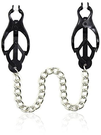 SM Morsetti per capezzoli Fetish Seno erotico Clip vaginale con catena per uomini Donne Coppie Flirtare BDSM Giocattoli sessuali (Nero)