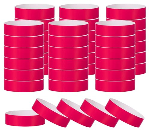PATIKIL Pappersarmband för evenemang, 200-pack neon party armband, färgade vattentäta konsertidentifiering armband handband för bar entré antagning fuchsia