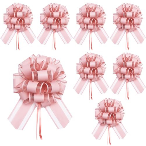 Große Geschenkschleife,8Pcs Geschenk Schleife Ziehschleife 15cm Große Pull Bow mit Geschenkbänder Geschenkschleife für Basteln Verpacken Hochzeit Geburtstag Geschenkverpackung (Rosa)