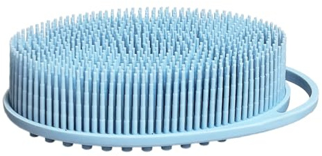 Silicone Body Scrubber Body Shower Bath and Shampoo Brush Shower Cleaning Gentle Exfoliating Use for All Skin Type Men & Women Light Blue