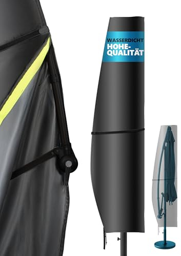 4smile Sonnenschirm Schutzhülle für 2 bis 4 m, 420D-Oxford-Stoff – Strapazierfähige Ampelschirm Schutzhülle, Wasserdicht, UV-beständig, Abdeckung für Garten, Schwarz