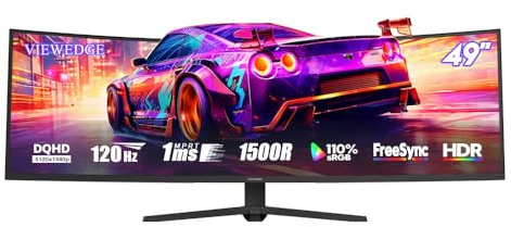Viewedge 49 Curved Monitor Ultrawide Gaming 120Hz DQHD Computer Monitor