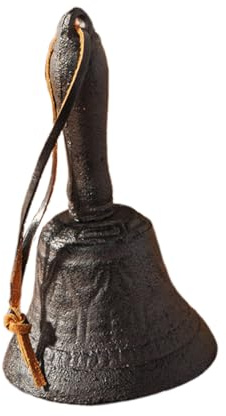 Baluue Campana de Mano de Hierro Fundido Vintage Retro para Jardín y Decoración Rústica Campanilla Creativa con Diseño Antiguo para Entrenamiento Señalización y Regalos Familiares