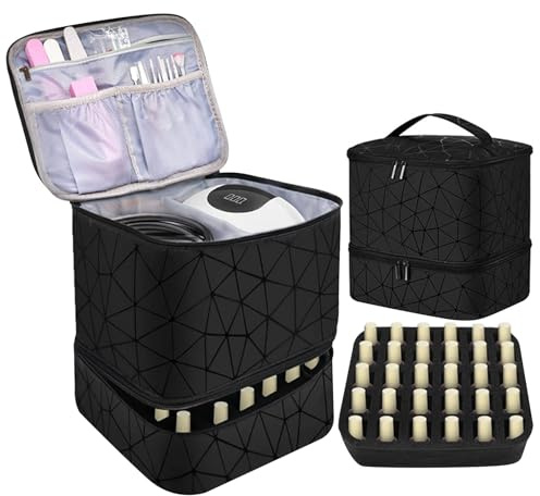 organizadora de esmalte de uñas,de almacenamiento de esmalte de uñas, Estuche para de con diseño de doble capa, organizadora para, estuche de transporte con soporte para de u