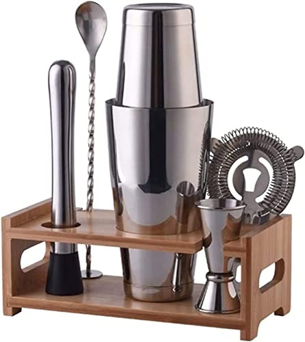 Juego de coctelera, Kit de Barman, Juego de coctelera de 6 Piezas, coctelera y colador de Martini de Acero Inoxidable 304, Juego de Herramientas de Barra para el hogar y el Bar (Plata)