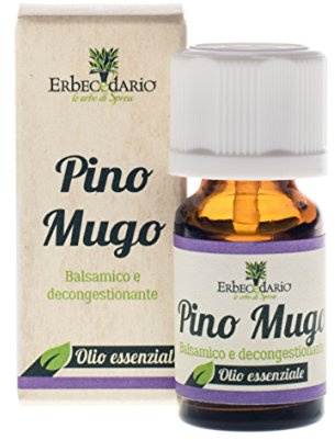 Olio Essenziale Pino Mugo Erbecedario, Balsamico, Favorisce Benessere Vie Respiratorie, Libera Il Naso Chiuso, 1 Flacone Da 8ml