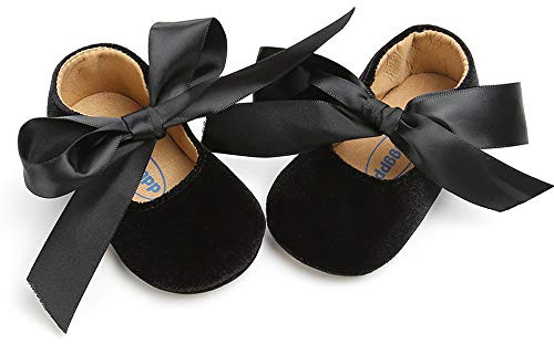 RVROVIC Baby Girls Ballerina Mary Jane Flats Toddler Girl Princess Dress Shoes Soft Infant Crib Shoes(0-6 Months Infant,6-Black)