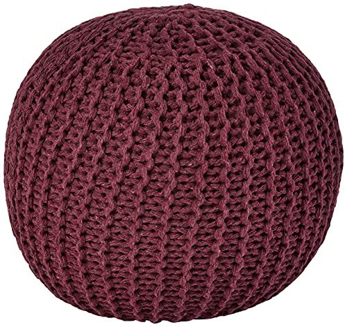 Urban Lifestyle Runder Strick-Pouf, Weinrot
