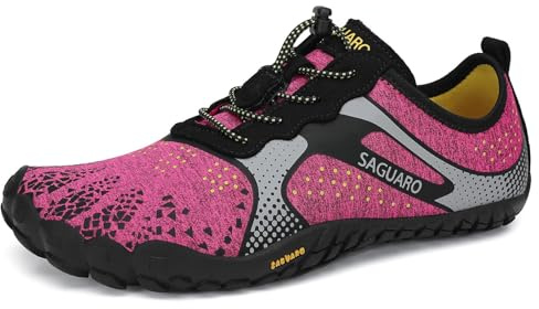 SAGUARO Barfotaskor herrar damer, sommar, ventilerande, träningsskor, halkfria trekking, terränglöparskor, Slip On, Rosa klassisk, 41 EU