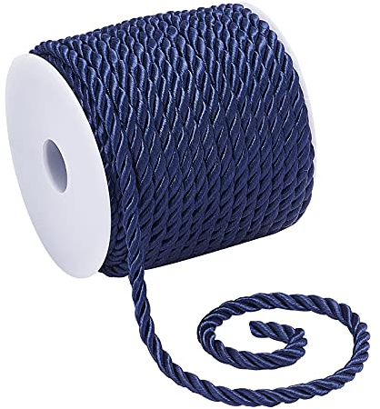 PandaHall Cuerda Trenzada de 18 m, 5 mm, 3 Capas, cordón de poliéster, cordón Decorativo Trenzado de Viscosa Brillante, para Cortinas, tapicería, Bolsa de Regalo, adornar Disfraces decoración
