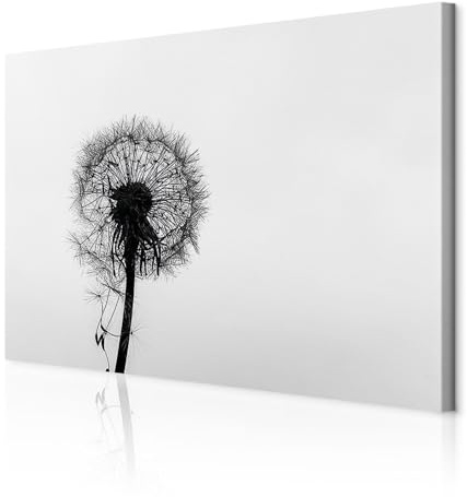 decomonkey - Tableau Acoustique noir et blanc Pissenlit 90x60 1 Pièce - Impression sur Toile Décoration Maison Isolation Phonique Déco Bureau Pissenlits fleurs nature plantes style d'affiche