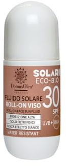 FLUIDO SOLARE VISO ROLL-ON SPF 30 – Solo Filtri Fisici Minerali Microincapsulati, Senza Nanoparticelle - Protezione UVA/UVB, Water Resistant - 50 ml - ECO-BIO - DOMUS OLEA TOSCANA