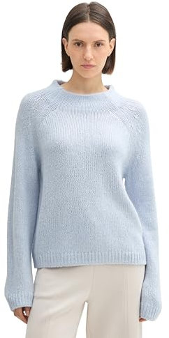 TOM TAILOR Damen Cosy Strickpullover mit Wollanteil, 36520 - Kentucky Blue Melange, L