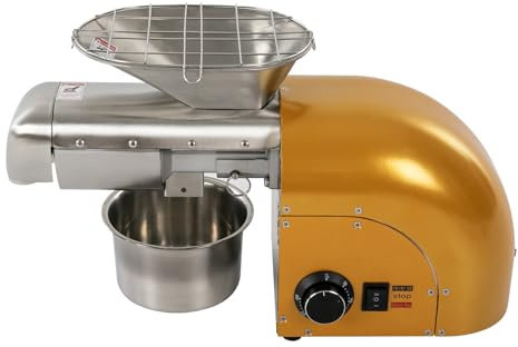 Ölpresse 1800W 50-300℃ Elektrische Ölpressmaschine Öl-Ausbeute 95% Kalt- und Heißölpresse Schaltknöpfen Temperatureinstellknopf Erdnüsse, Walnüsse und Sojabohnen Auspressen (Gold)