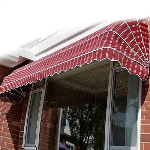 Adjustable Height Clamp Awning for Balcony UV Resistant Waterproof No Drilling Required Hand Crank Operation