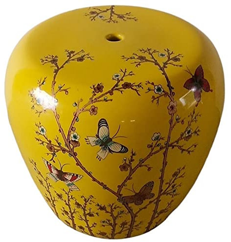 Tabouret de jardin décoratif, tabouret de jardin décoratif en céramique émaillée peint à la main avec fleurs changeantes pour salon, balcon, jardin, etc. (Fuchsia) (Rouge Taille unique) (Fuchsia