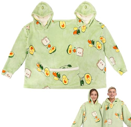 GOBWCOT Couples Matching Hoodie Twosie Two Person Blanket Hoodie Funny Double Pajamas Cute Matching Pjs For Couples 2 Person (Green)