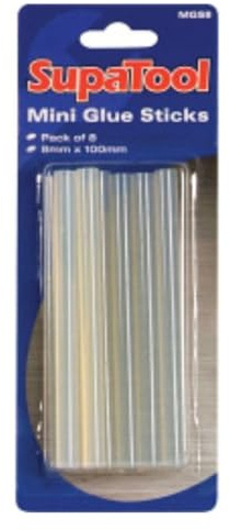 SupaTool Mini Glue Sticks 8mm x 100mm – Pack of 8 | Hot Melt Glue Sticks for Mini Glue Guns | Strong Adhesive Glue for Crafting – Repairs – DIY – Card Making & Woodworking