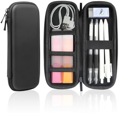 Estuche Rígido Negro para Lápices, Pencil Case, Estuche Pequeño Lápices | Resistente al Agua Plumier Escolar para Trabajo de Oficina, Estudio, Viajes