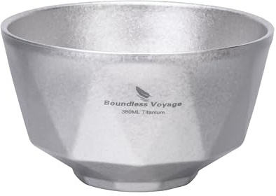 Boundless Voyage Cuenco de titanio de doble pared para camping, gimnasio, comedor al aire libre, vajilla portátil apilable, cuenco de metal (380 ml, plateado)