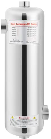 Susoso Scambiatore di calore ad alte prestazioni, 60 kW, in acciaio inox 304, scambiatore di calore indipendente da 250 l/min, con design a soffietto, lunghezza 48 cm, funzionamento efficiente per