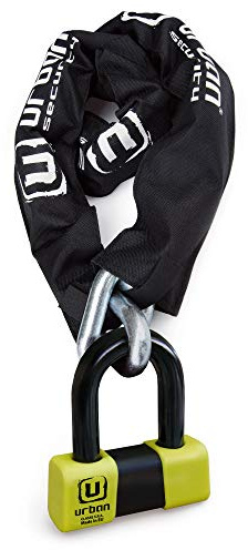 URBAN U75120 Lucchetto Antifurto Moto Catena Alta Sicurezza Livello 20 Omologazione SRA, Made in EU, Acciaio Cementato ø15, Doppia funzione,120 cm