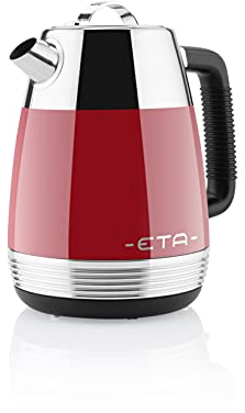 ETA Wasserkocher Storio I 2200 W I 1,7 l I Wasserstandsanzeige I Automatische Abschaltung I Sicherheitsverschluss I Mittiger Anschluss STRIX I Siebfilter I Rot