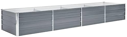 vidaXL Large Garden Raised Bed in Galvanized Steel - Deep and Wide outdoor planter for Vegetables, Herbs and Flowers in Grey
