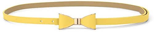 sourcing map Damen Slim Fit Metall Schleife Ohne Schnalle Dünner Taillengürtel Gürtel Gelb