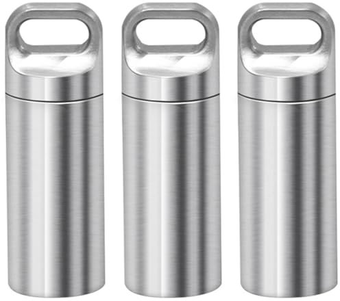 3 Pillendosen, tragbare Pillendosen, wasserdichter Pillendosenhalter für den täglichen Gebrauch, tragbarer Medikamentenspender für Outdoor-Camping und Reisen (Silver, 4.85 * 1.55cm)
