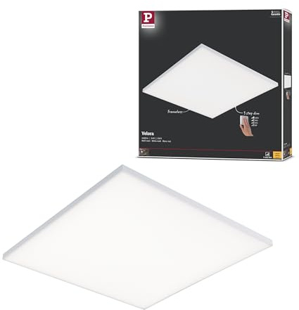 Paulmann 79822 LED Panel Velora eckig incl. 1x34 Watt 3-Step-Dim dimmbar Deckenlampe Weiß matt Lichtpanel Metall Deckenlicht 3000 K