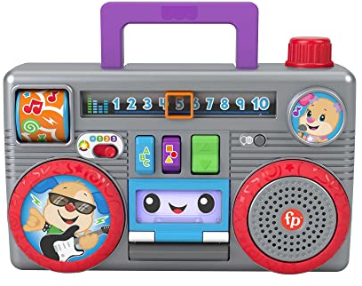 Fisher-Price Ríe y Aprende Radio Divertida de Juguete con Luces y Sonidos, Regalo para bebés +6 Meses, versión español + portugués + Italiano + inglés (HHX10)