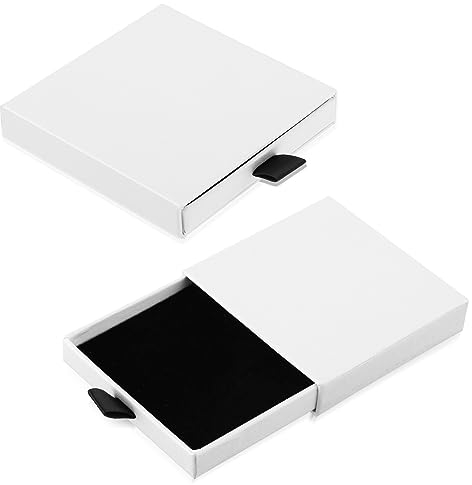 2Pcs Jewelry Gift Box Necklace Earring Bracelet Organizer Box Square Gift Boxes for Bracelets Earrings Necklaces (White)