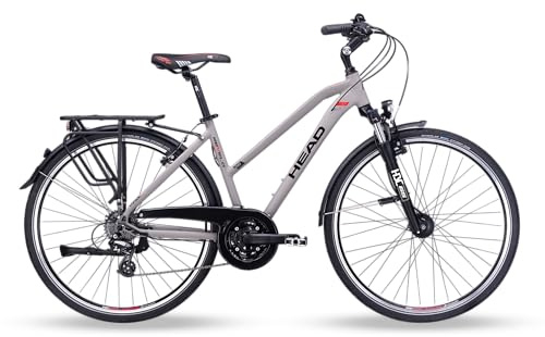 HEAD Revelo 1.0 Joy - Bicicletta da trekking da donna, colore: grigio opaco/rosso, 50
