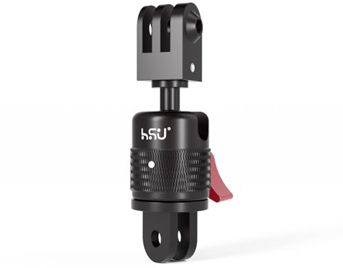 HSU 360 Degré Ajustable Adaptateur pour Caméras d'action, Support de Caméra en Alliage d'Aluminium pour Hero 12/11/10/9/8/7/6/5/4/3