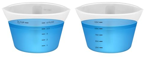 2pcs Laundry Measuring Cup, 125ml Silicone Laundry Detergent Measuring Cup Reusable Liquid Measuring Cups, No More Mess or Leaks for Home Dormitory