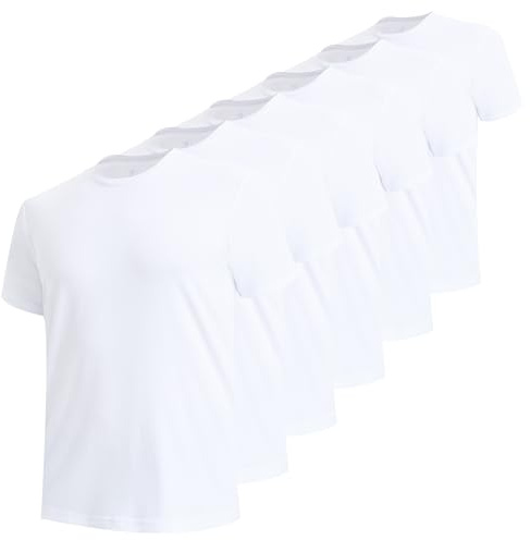 BAMBOO COOL Men's Undershirts Moisture Wicking Crewneck T Shirts, Breathable Stretch Soft Tees for Men, 6 Pack