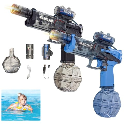 Lanzador de Agua eléctrico para Adultos y niños, Largo Alcance con luz, Capacidad de Verano al Aire Libre, Playa, Piscina, Fiesta, Juguete (2PCS)