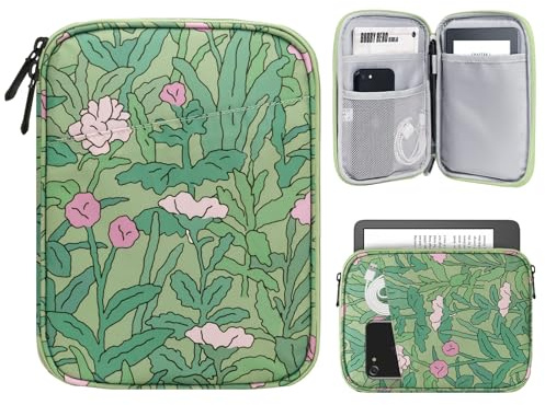 TiMOVO 6-7 Pollici Custodia per Tablet, Paperwhite/Colorsoft Signature Edition, Custodia Protettiva con Tasca per E-Reader/Oasis e Dispositivi Kobo, Fiore Verde
