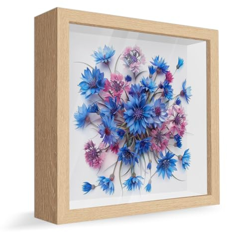 YJSDDNTY Cornice portafoto profonda da riempire, 22 x 22 cm, 3D, 3 cm, ideale come regalo per foto, collage, bouquet da sposa, arazzo da parete – grigio