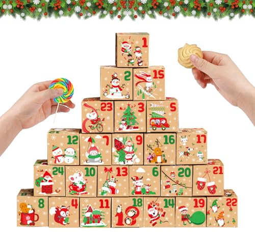 2025 Christmas Advent Countdown Calendar Box,Fillable Advent Calendar,Empty Advent Calendars to Fill,24 days Advent Calendar Paper Box,Empty Advent Calendar to Fill Yourself for DIY Xmas Decorations