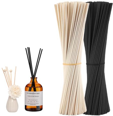 Hugwish 200 st långa fiberpinnar för diffusor 25 cm x 3,0 mm, diffusorben, kamomill diffusor pinnar för hemmakontor hotell spa eterisk olja
